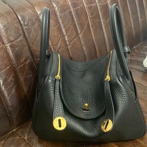 💯Authentic Hermes Lindy 26, noir, gold hardware, clemence leather, full set